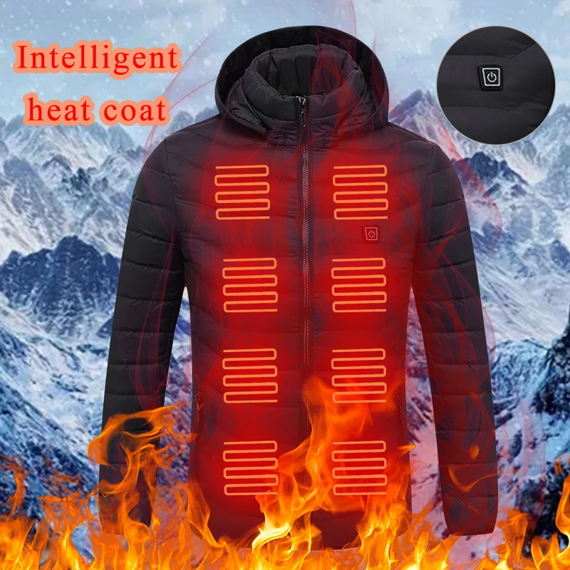 Dropshipping Heated Jackets Down Cotton Warm Winter Men Women Cothing USB Electric Heating Hooded Jacket Thermal Coat Fast Ship