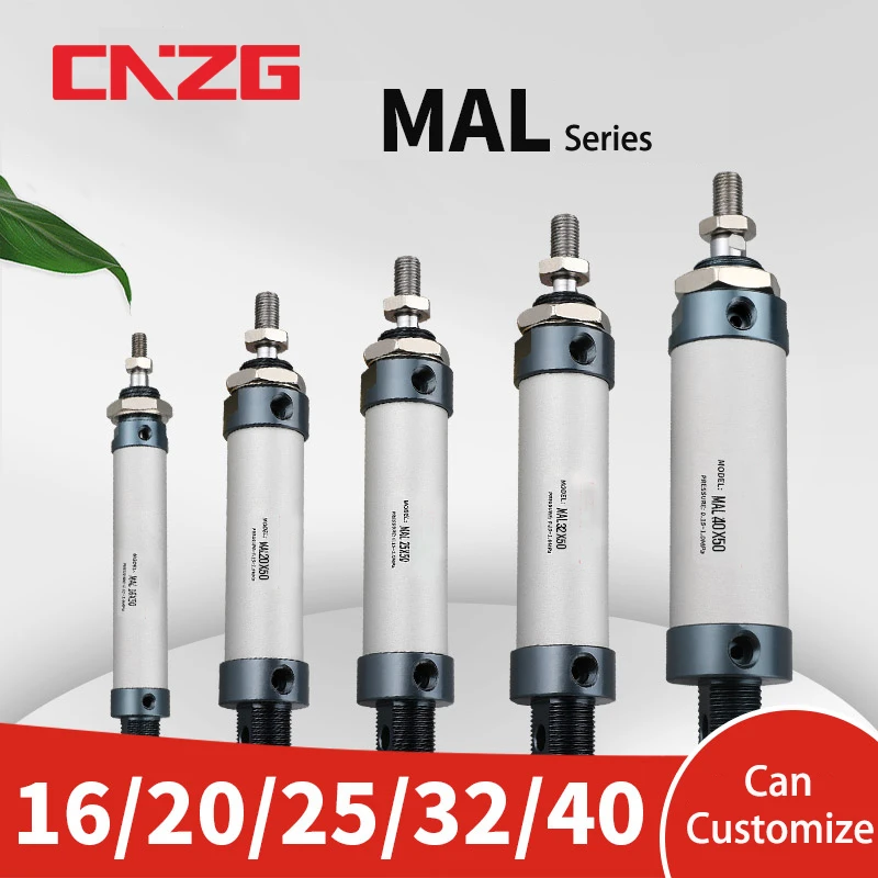 Air Pneumatic Cylinders Double Compressed Air Cylinder MAL  Mini Bore 16/20/25/32mm 40mm Stroke 25/50/75/100 200 Single Lever