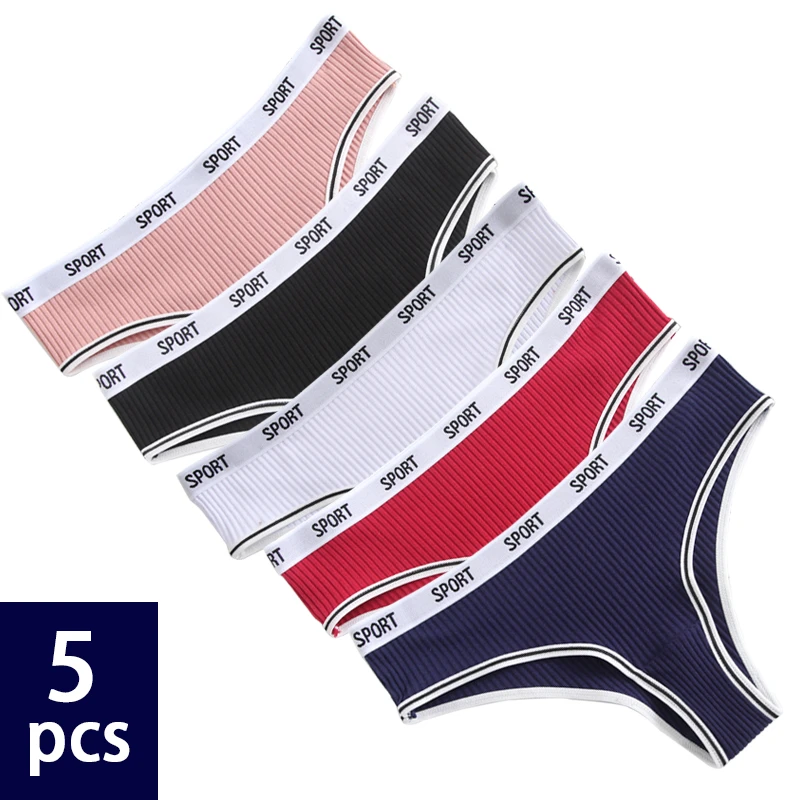 5PCS Women's Cotton Panties Women Underpants Female Soft Sexy Briefs Pantys Comfort Underwear Solid Color Intimate Lingerie