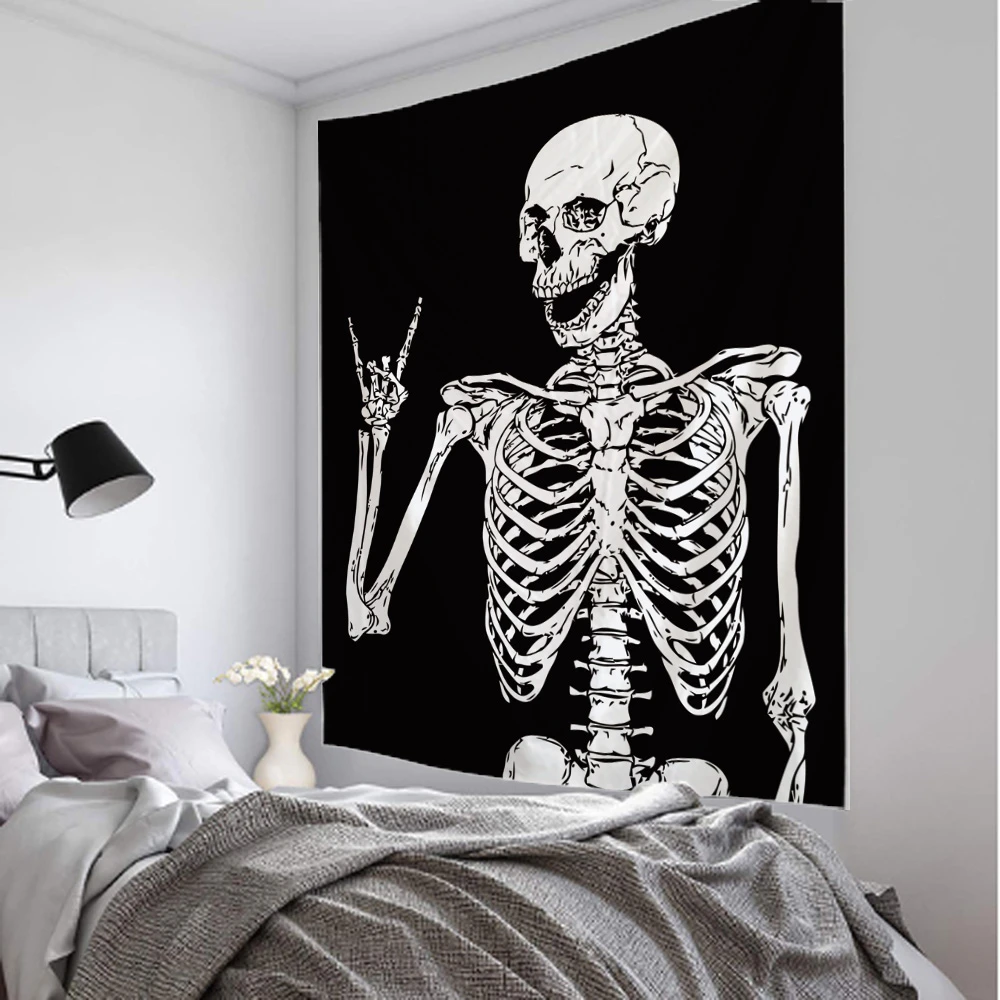 Simple Skull printing big wall mounted cheap hippie wall hanging bohemian wall tapestry mandala wall art decoration