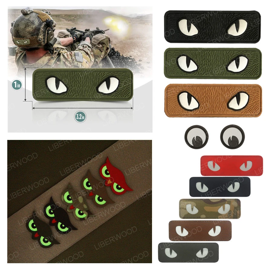 Cat Eyes Tactical Patch Military Combat Glow In Dark GITD Tag Applique Badge For Helmet Bag Jacket Uniform