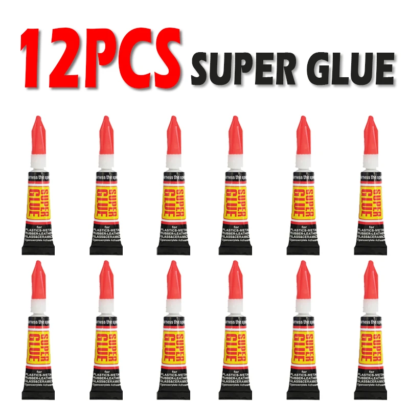 12pcs Liquid Super Glue Wood Rubber Metal Glass Cyanoacrylate Adhesive Stationery Store Nail Gel 502 Instant Strong Bond Leather