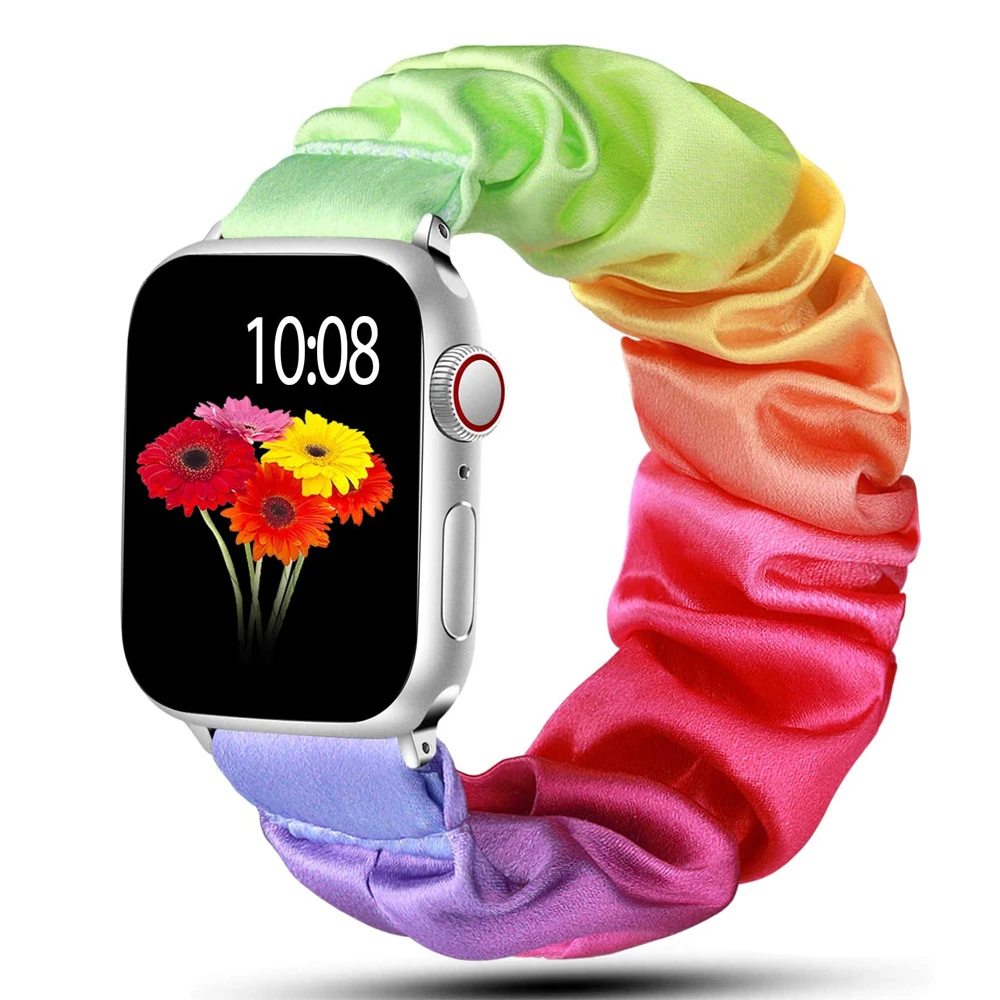 Scrunchie Strap For Apple watch band 40mm 44mm 42mm 38mm 42 mm Elastic Nylon bracelet Solo Loop band iWatch 5 4 3 se 6