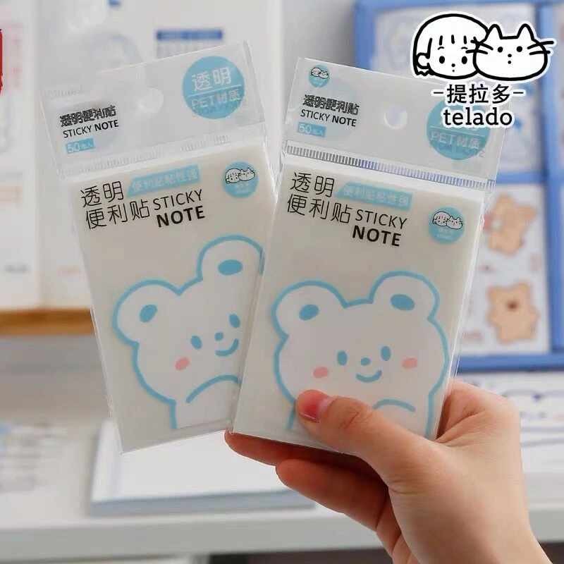 MINKYS Waterproof PET Transparent 50 Sheets Memo Sticky Note Paper Daily To Do It Check List Paperlaria School Stationery