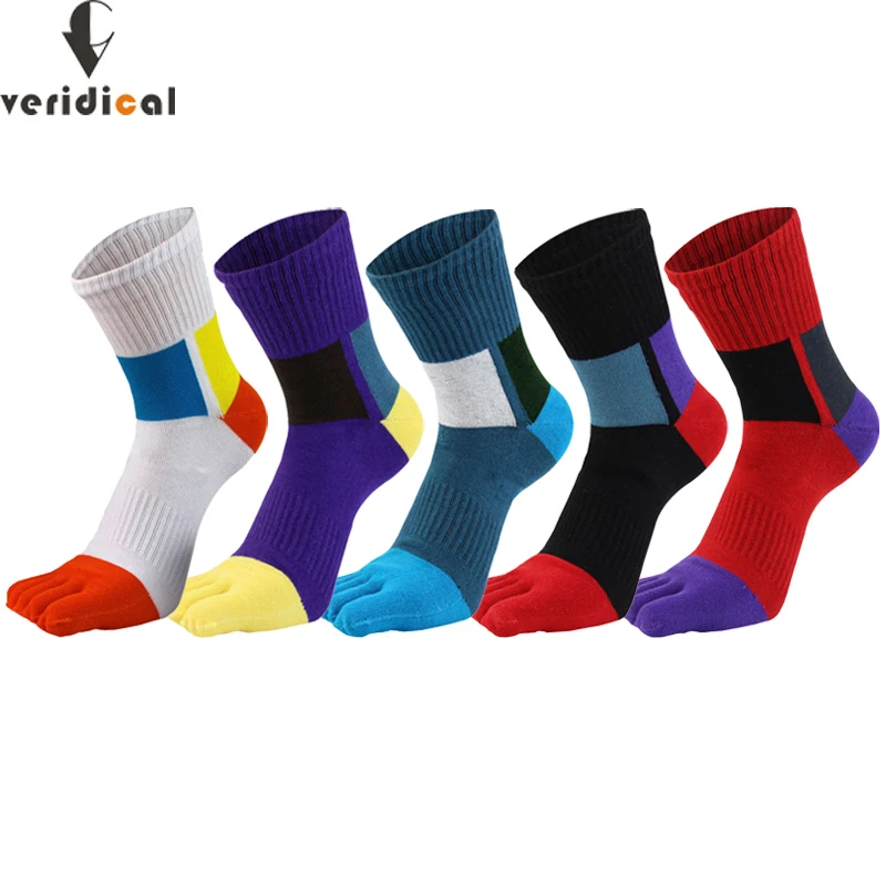 VERIDICAL Sport Five Finger Socks Compression Colorful Fashions Young Anti-Bacterial Breathable Dress Socks With Toes EU 38-44 