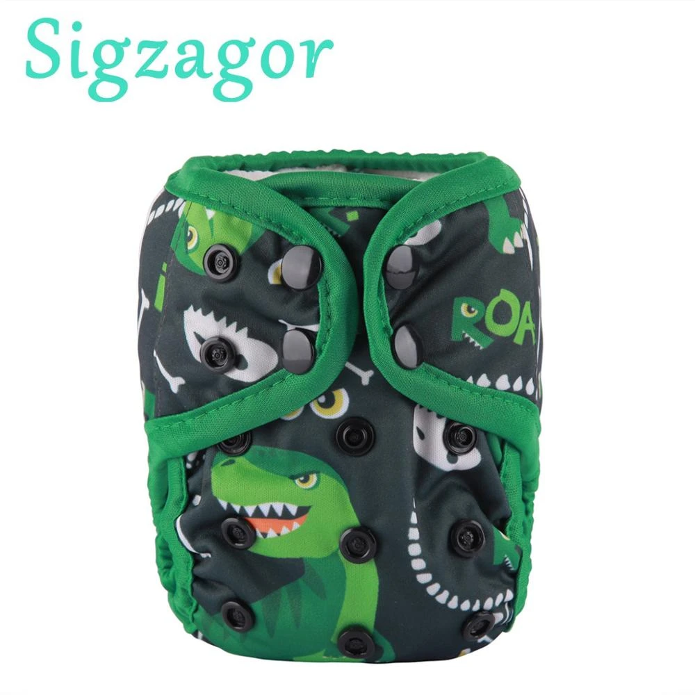 [Sigzagor]1 Newborn Baby Cloth Diaper Cover, Nappy Adjustable Waterproof PUL Double Gusset Pineapple 4.4-10lbs 2kg-5kg
