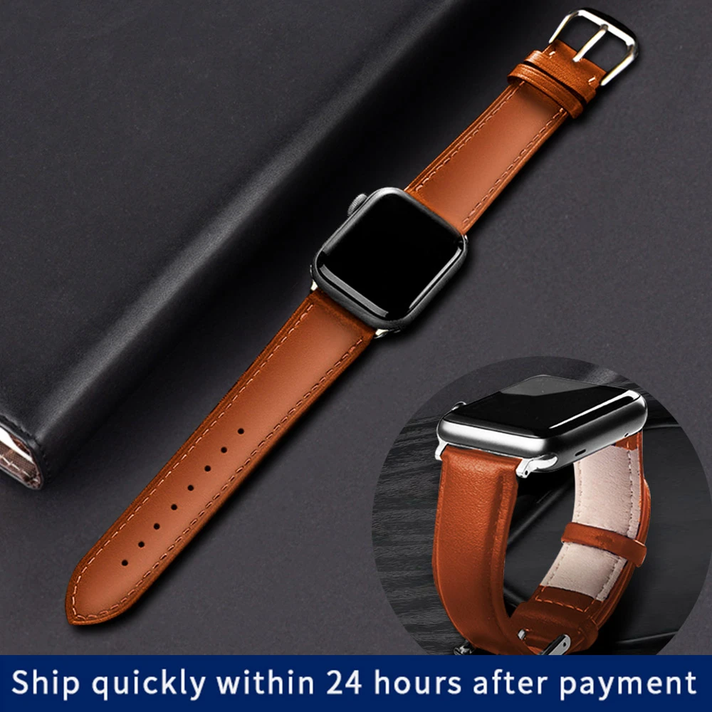 High Quality Leather Business Strap for Apple Watch SE 6/5/4 44MM 40MM Band Watchband Bracelets on iWatch Series 3 2 1 42MM 38MM