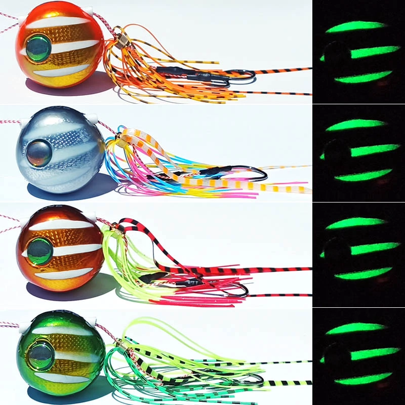 180g/150g/120g/100g/80g/60g/40g tenya Glow Lumious Kabura Pesca Slider Snapper/Sea bream Jig head with skirt jigging lure