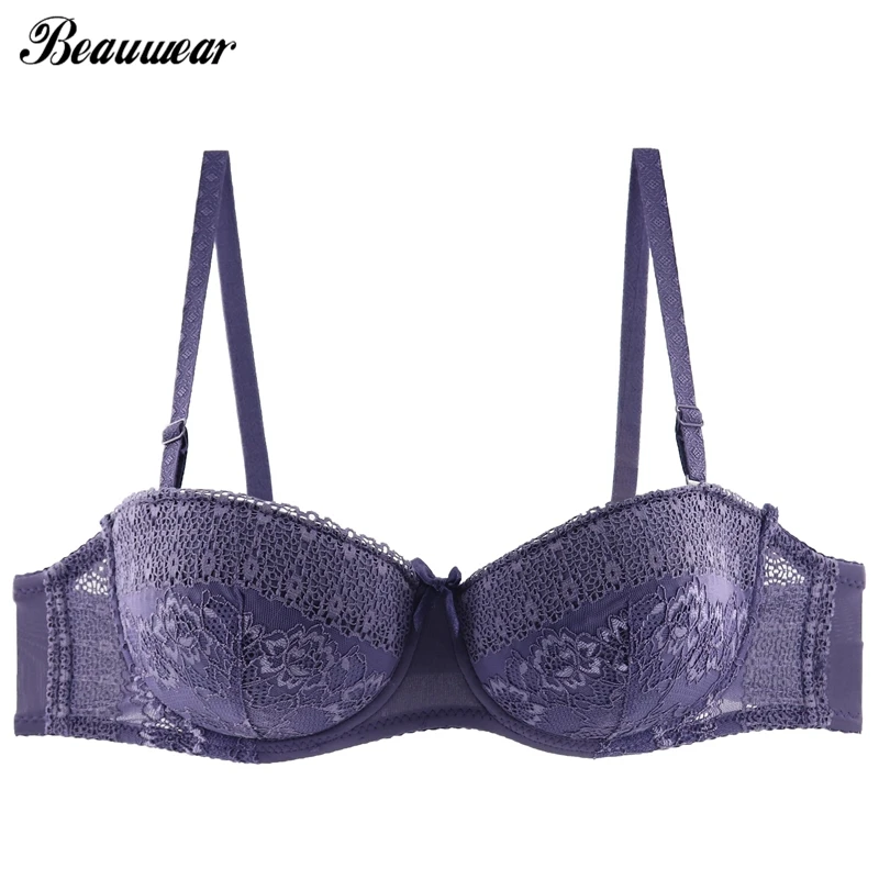 Beauwear Ladies Secret Sexy Demi Balcony Bra for Women Lace Cotton Bralette Underwire Plus Size A B C D 75 80 85 90 Big Breast