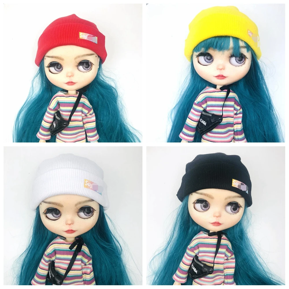 New blyth Hat Fashion knitting cap black/pink/red/white woolen hat casual outfits for blyth,licca,1/6 dolls accessories