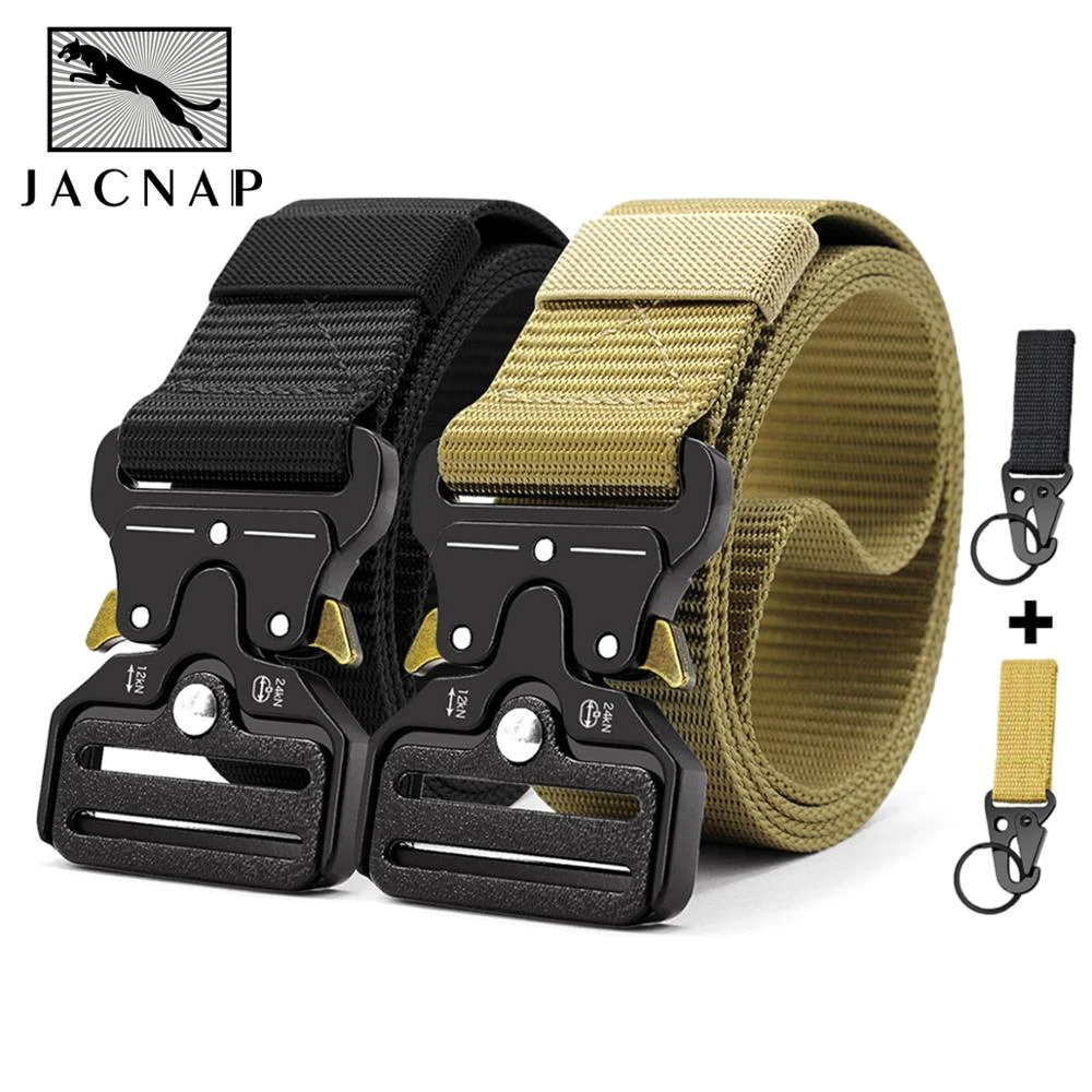 JACNAIP Men's Tactical Military Belts Heavy Duty Army Adjustable Nylon Belt Outdoor Police Metal Buckle Belt 125/135CM/Wide 3.8