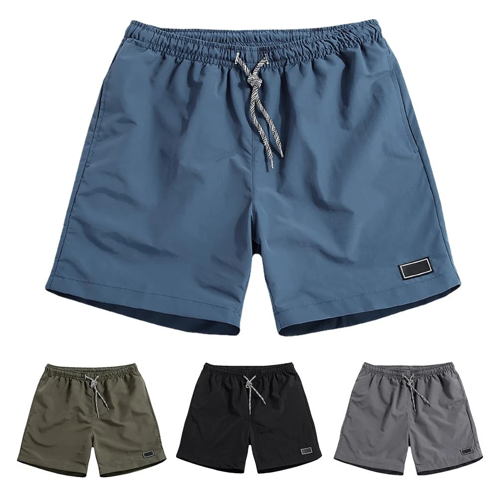Men Casual Breathable Quick Dry Pants Pockets Beach Solid Color Sport Shorts
