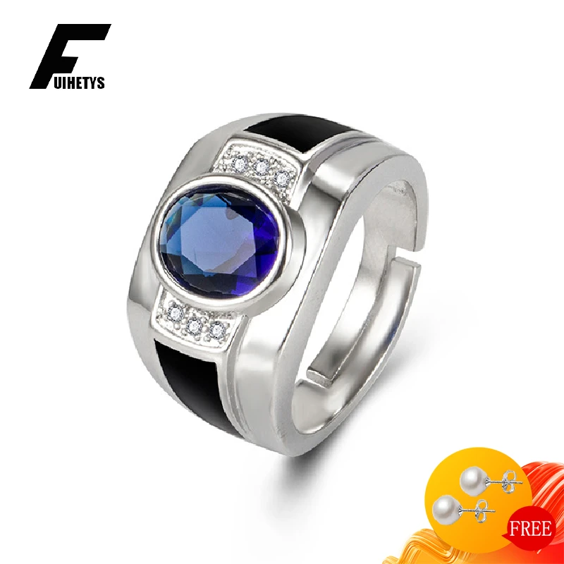 Trendy Men Ring 925 Silver Jewelry Accessories with Cubic Zirconia Gemstone Open Finger Rings for Wedding Party Gift Wholesale