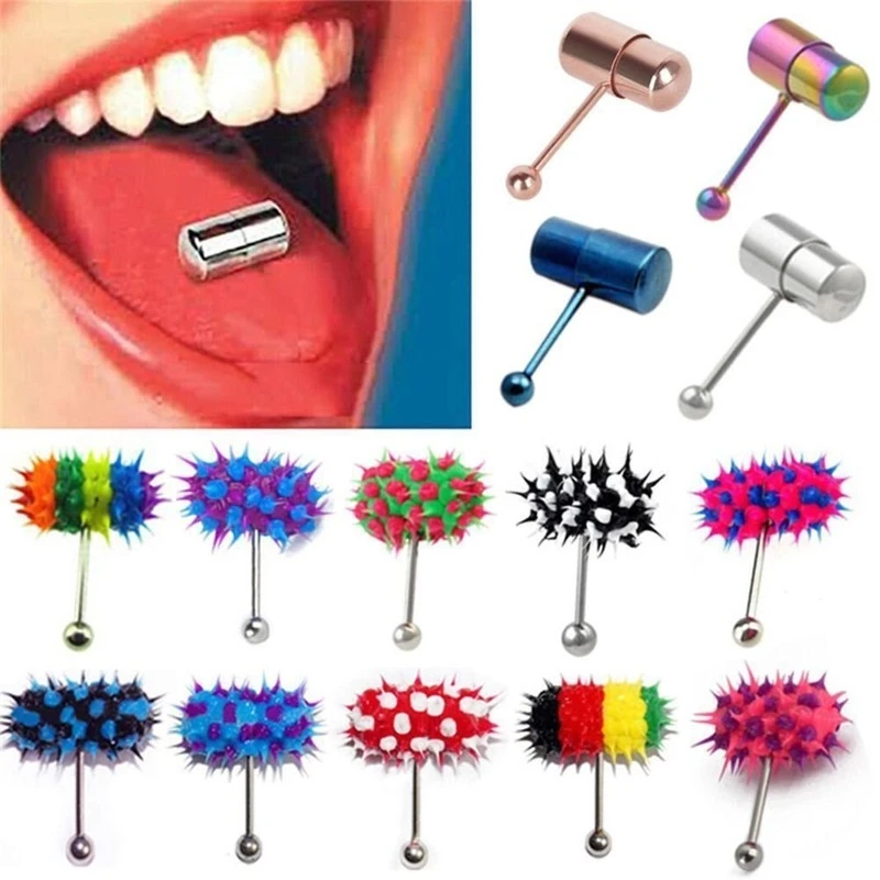 1Pc Sexy Vibrating Tongue Ring Punk Style Stainless Steel Barbell Tongue Piercing Men Women Personality Body Jewelry 1.6*18*5mm