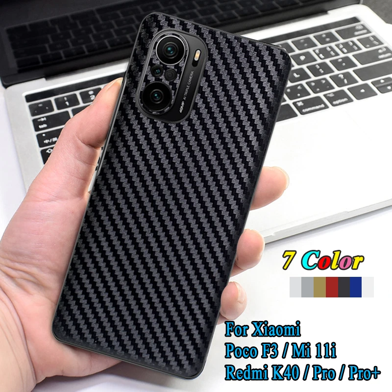 For Xiaomi Poco F3 Mi 11i 11X Redmi K40 Pro Plus Ultra Rear Cover Back Decal Skin 3D Carbon Fiber Phone Protective Sticker Film