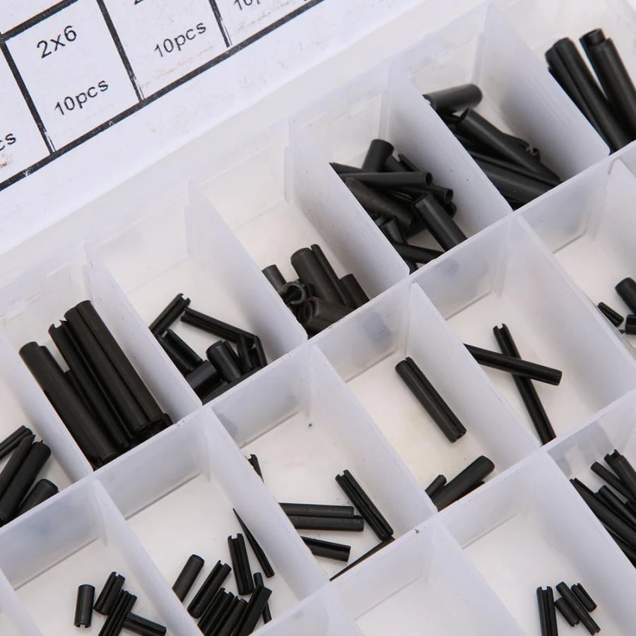 240Pcs Elastic Cylindrical Cotter Pins Carbon Steel Hollow Positioning Pin Assortment Kit with Box Fastener Auxiliary Part 1.5-5
