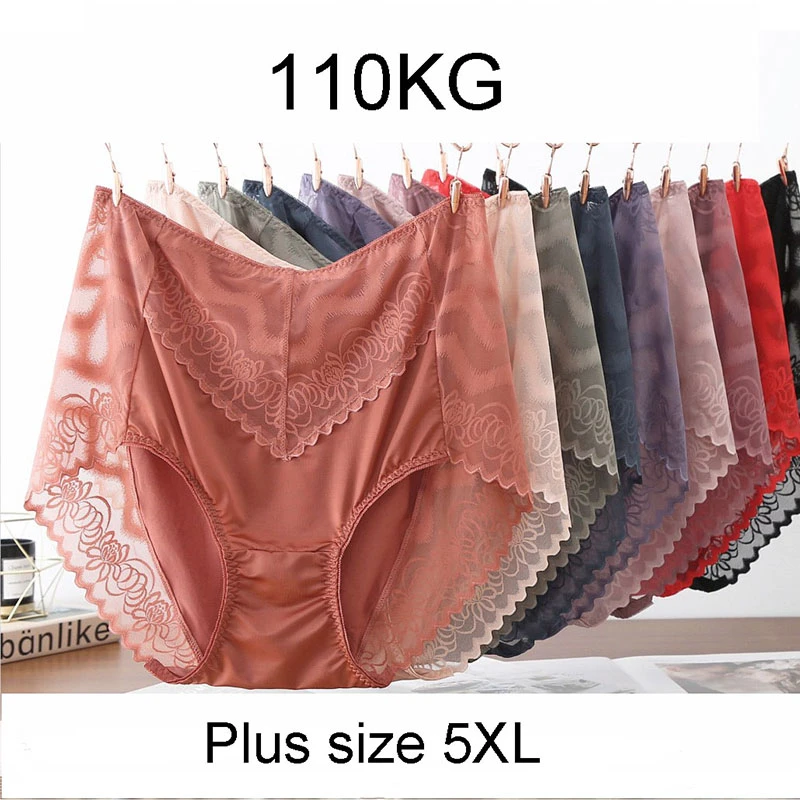Sexy Lingerie Female Seamless Panties Super Large Underwear Women High Waist Lace Hollow Out Underpants Plus Size 5XL Brief