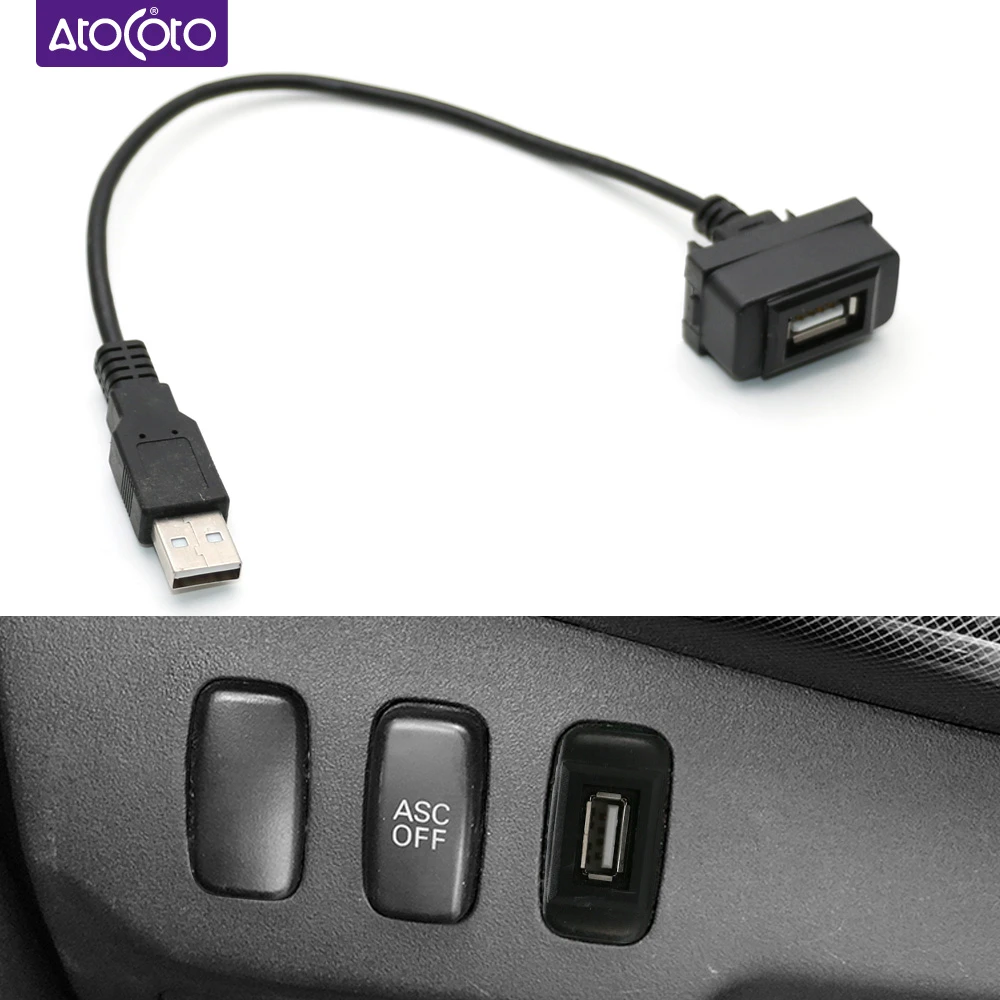 Car Wire for Mitsubishi ASX Lancer Outlander Pajero Eclipse Line Extension Lead USB Interface Adapter Cable Charge Data Transfer