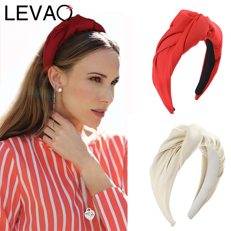 LEVAO Plain Wide-brimmed Headband Knuckle Middle Knotted Hairbands Bezel Turban Women Girls Hair Accessories Hair Hoop Fashion