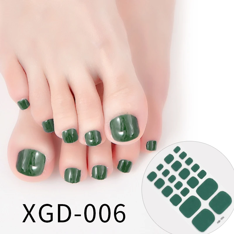 Dropshipping 22tips/Sheet Color Toe Nail Stickers/Strips Toenail Wraps Nail Adhesive Self-Adhesive for Toe Nail Decoration