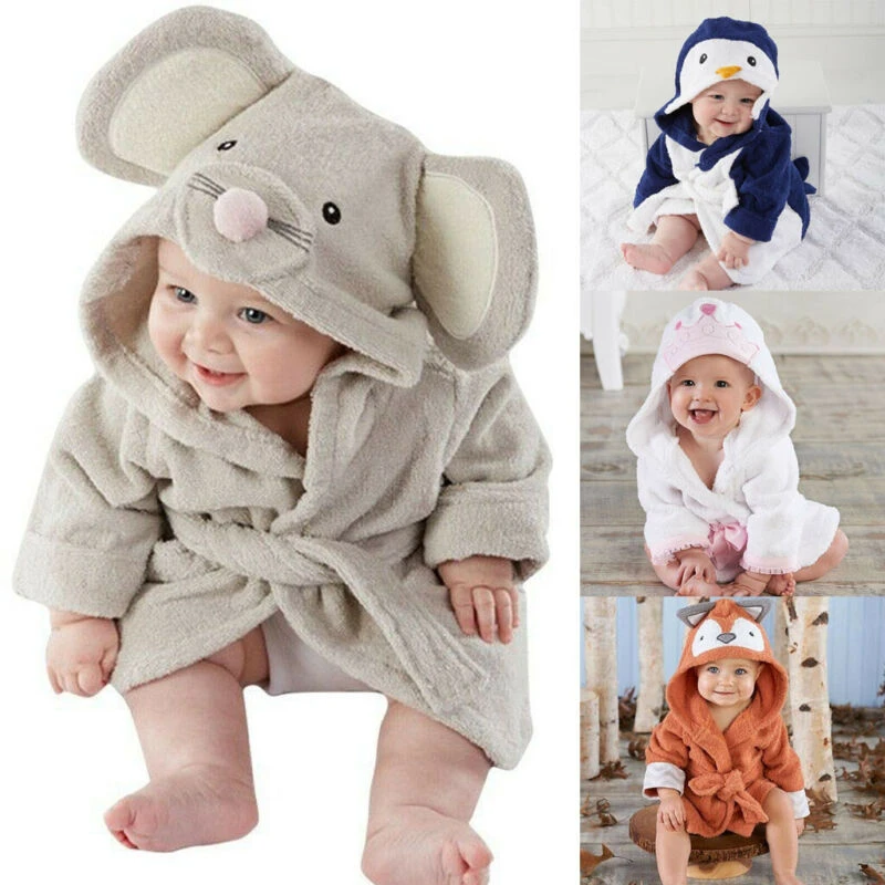 Lovely Baby Girls Cartoon Hooded Bathrobe Child Toddler Bathing Towel Robe Cute Winter Baby Clothing Sleepwear