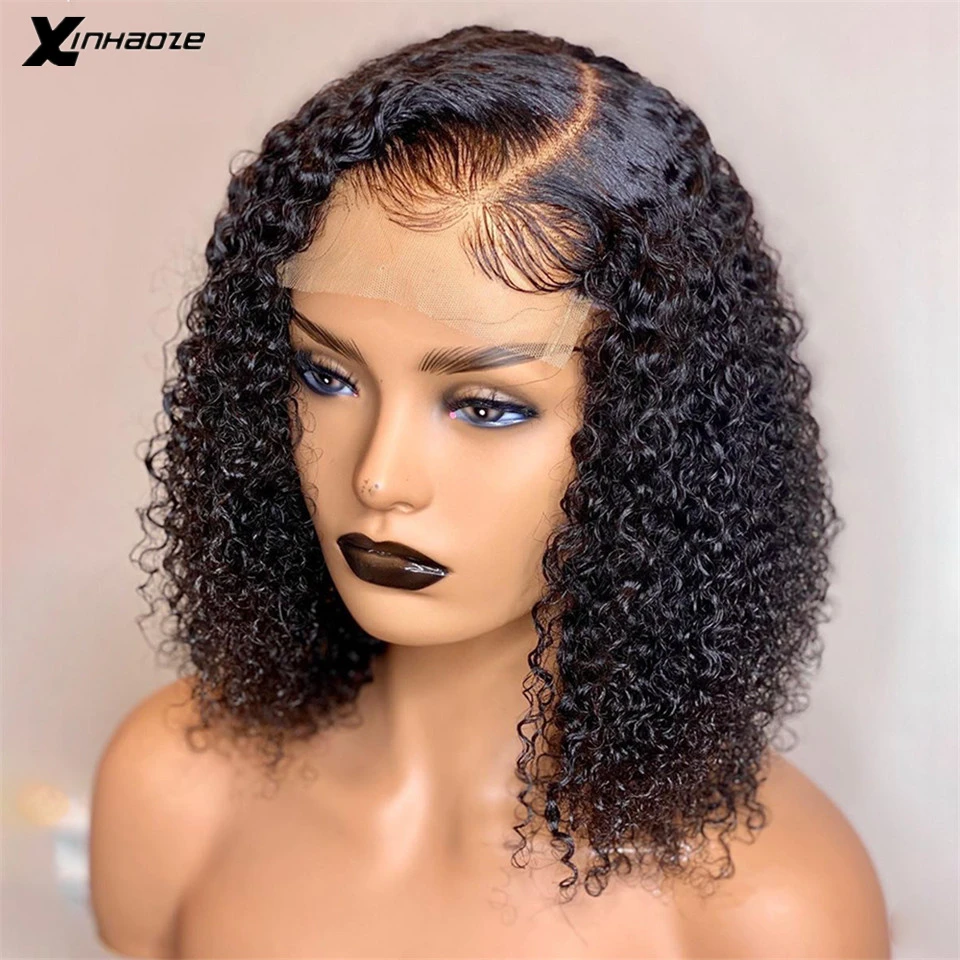 Jerry Curly Short Bob 4x4 Lace Closure Human Hair Wigs Brazilian Kinky Curly Bob Wig 13x4 Lace Frontal Human Hair Wigs