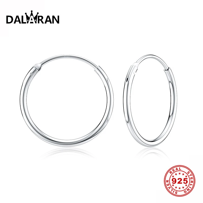 DALARAN Hoop Earrings 925 Sterling Silver Circle Round Huggie Hoop Earrings For Women Men Fashion Simple Jewelry
