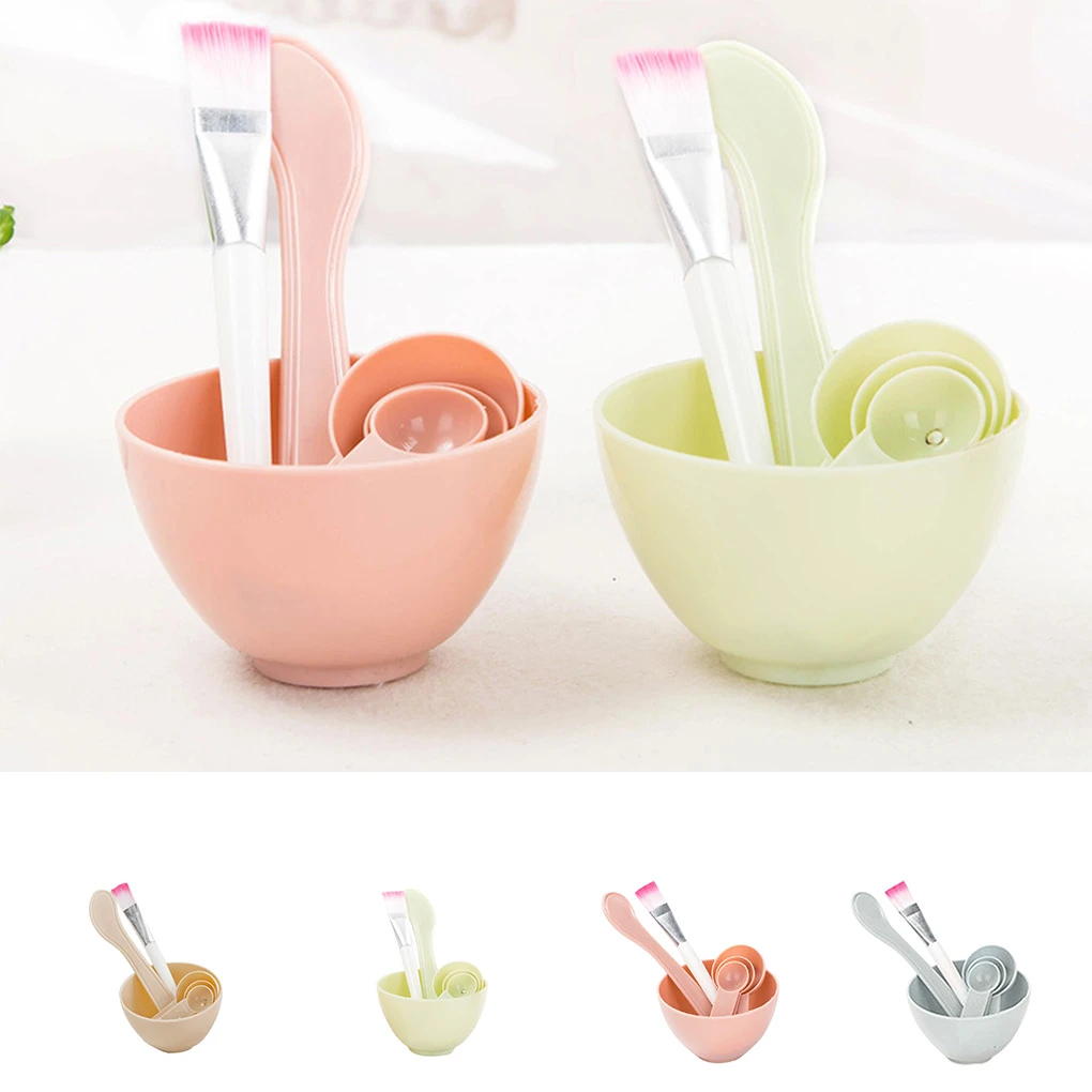 4pcs Facial Brush Mask Bowl Spoon Set Mask Brush Bar DIY Beauty Tool Mixing Tool