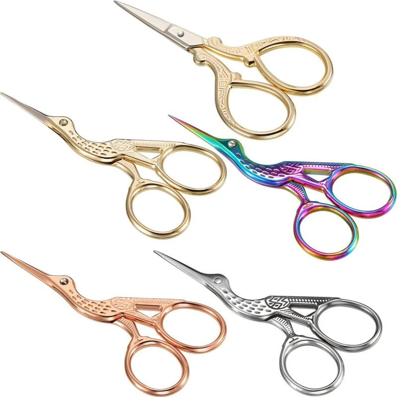 Durable Stainless Steel Retro Tailor Scissor Crane Shape Sewing Small Embroidery Craft CrossStitch Scissors DIY Home Tools