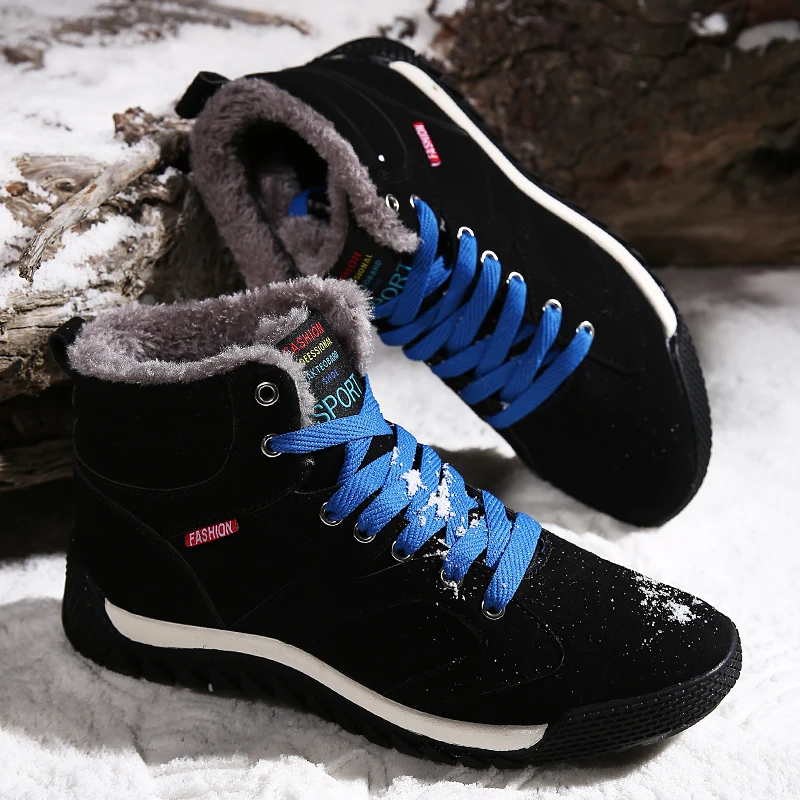 Brand Winter Boots Men Outdoor Plush Warm Snow Boots Plus Size Male Fashion Hiking Boots Non-slip Cotton Shoes 2021 New Design