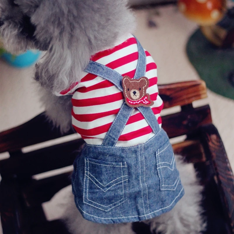 Cute Pets Clothes For Yorkshire Terrier Dogs Little Puppies Small Animals Breeds Striped Summer Wedding Princess Cats Dresses