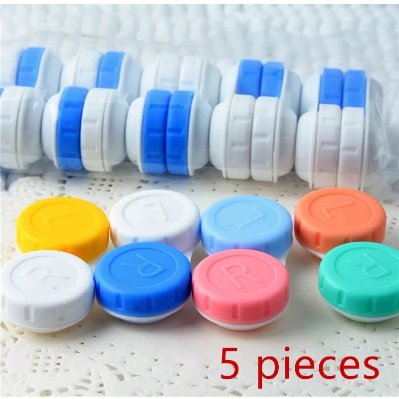 5Pcs Contact Lenses For Eyes L+R Cases Storage Holder Soaking Container Glasses Cosmetic Contact Lenses Cases For Eyes Travel