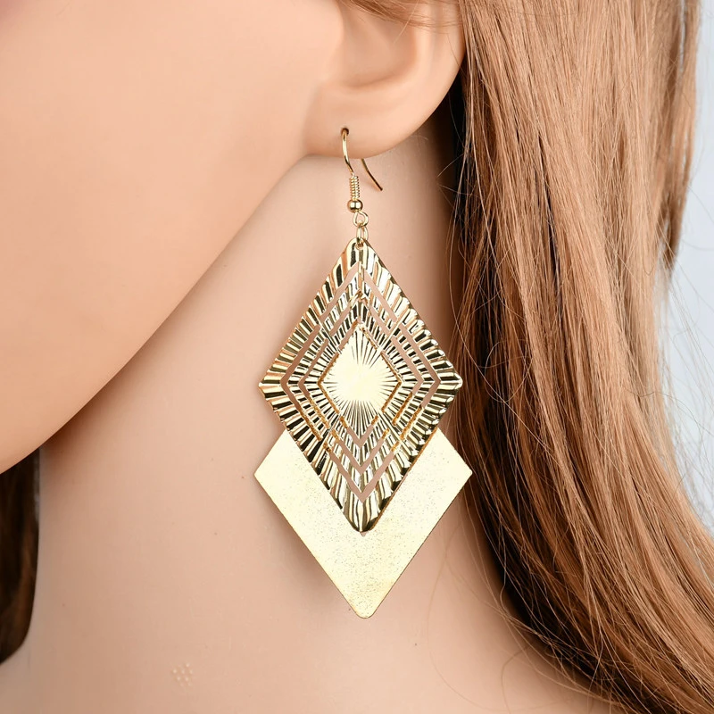 Metal Iron Piece ladies Irregular Shape Scrub Earrings Retro Wild Jewelry Gift