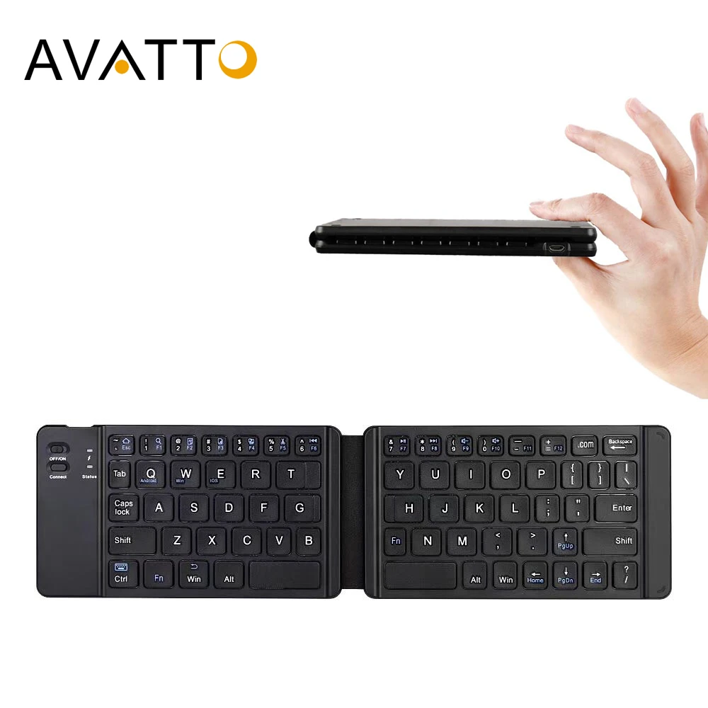 AVATTO Light-Handy Mini Wireless Bluetooth Folding Keyboard,Foldable Wireless Keypad for IOS/Android/Windows ipad Tablet phone