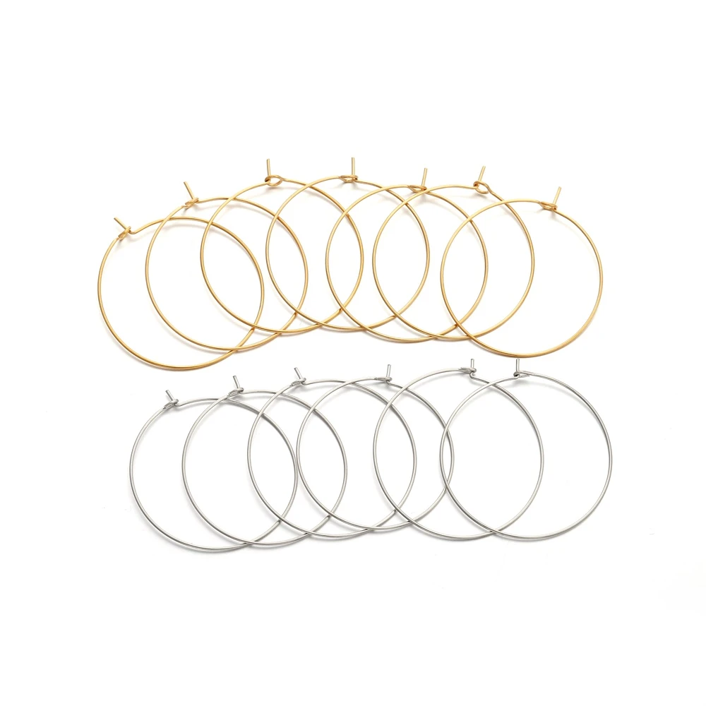 20-50pcs Gold Stainless Steel Big Circle Wire Hoops Loop Earrings High Quality for DIY Dangle Earring Jewelry Making Supplies