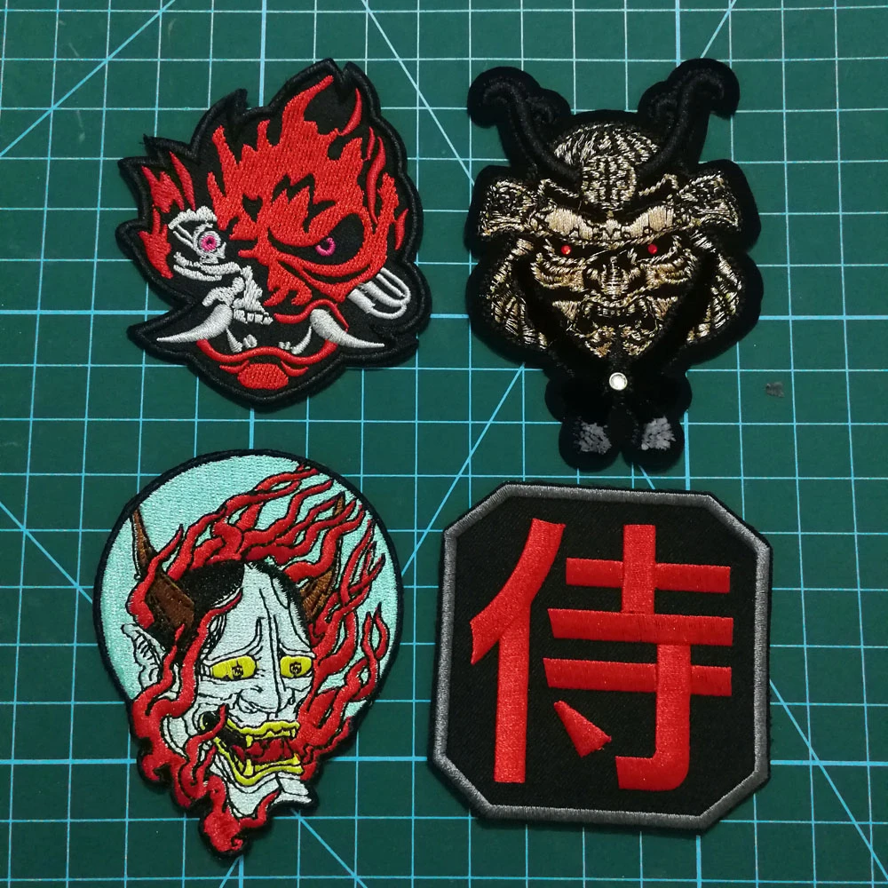 Japanese Samurai Patches badges of  Embroidered japan biker rider Garment Jacket vest  kanji  Military motor rider badges