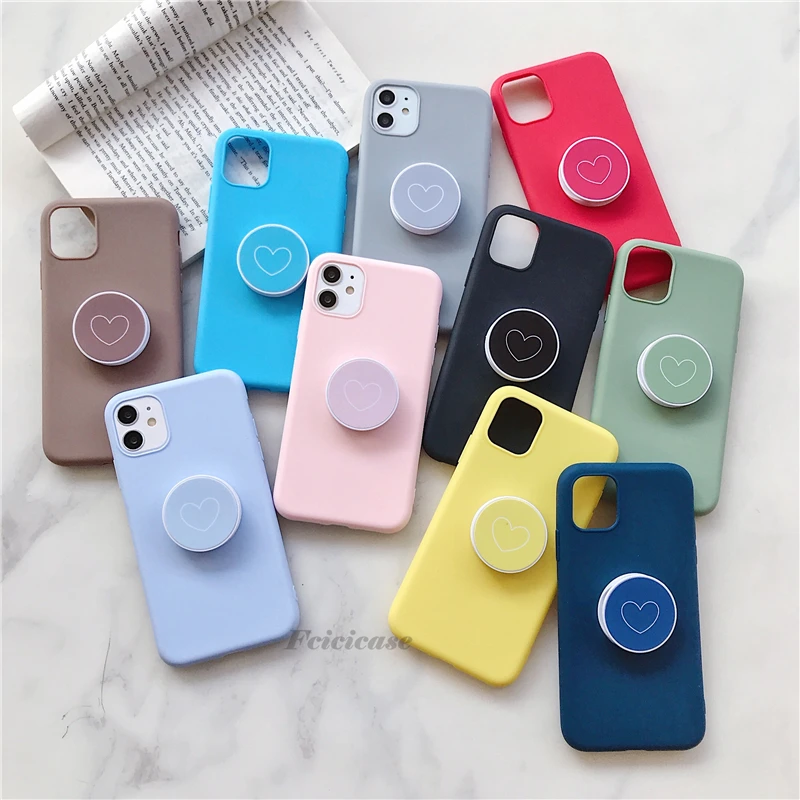 For Samsung Galaxy A20 A30 A10 A40 A50 A70 A20E A51 A71 A21 A01 A11 Note 10 S8 S9 S10 Plus S20 Ultra Silicone Case Stand Holder