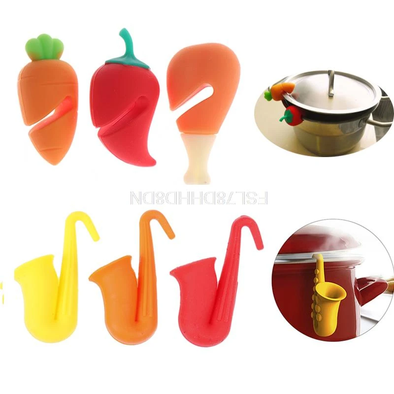 1 Piece Silicone Cute Design Spill-proof Pot Lid Rack Creative Overflow Stoppers Pot Cover Lifter For Kitchen