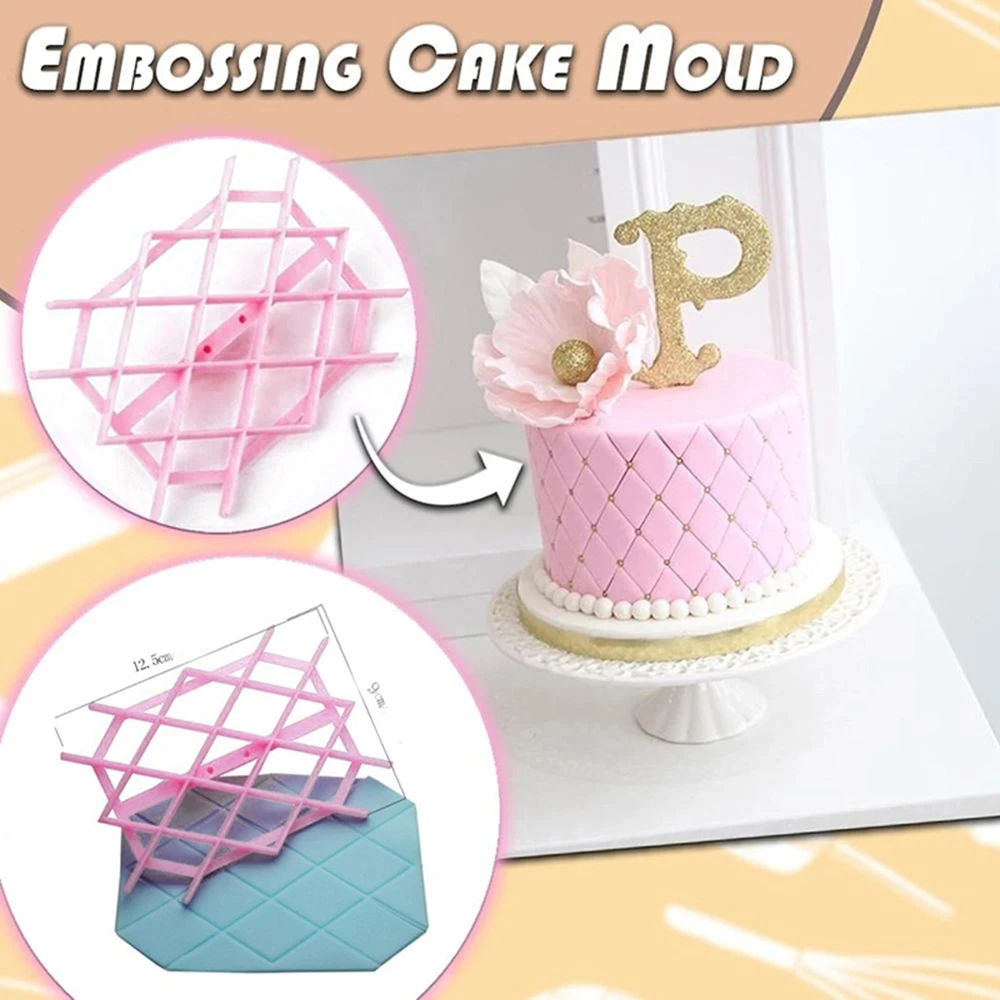1PC Diamond Sugar Paste Gum Icing Baking Fondant Cake Mold Embossing Cutter Icing Embosser cake tools Mould