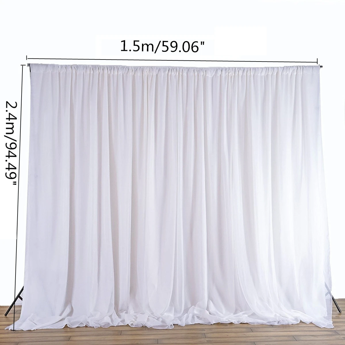 White Wedding Sheer Silk Drapes Panels Hanging Curtains Photo Events Party Backdrop Background Decoration Accessories 2.4x1.5M