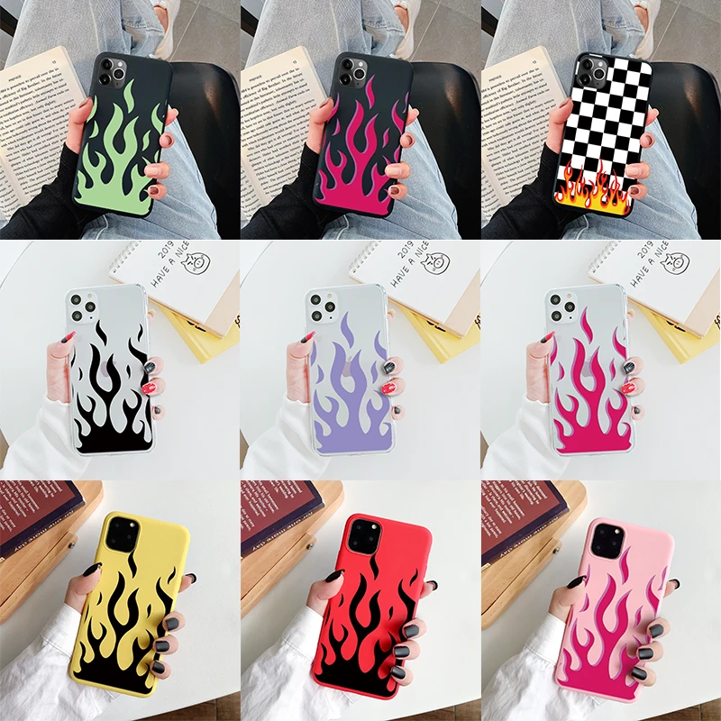 Red Black Art Flame Pattern Phone Case For Xiaomi Redmi Note 9 Pro 9S 8T 8 9A 7A Mi Note 10 Poco F2 Pro A3 9 Lite Cover Soft TPU