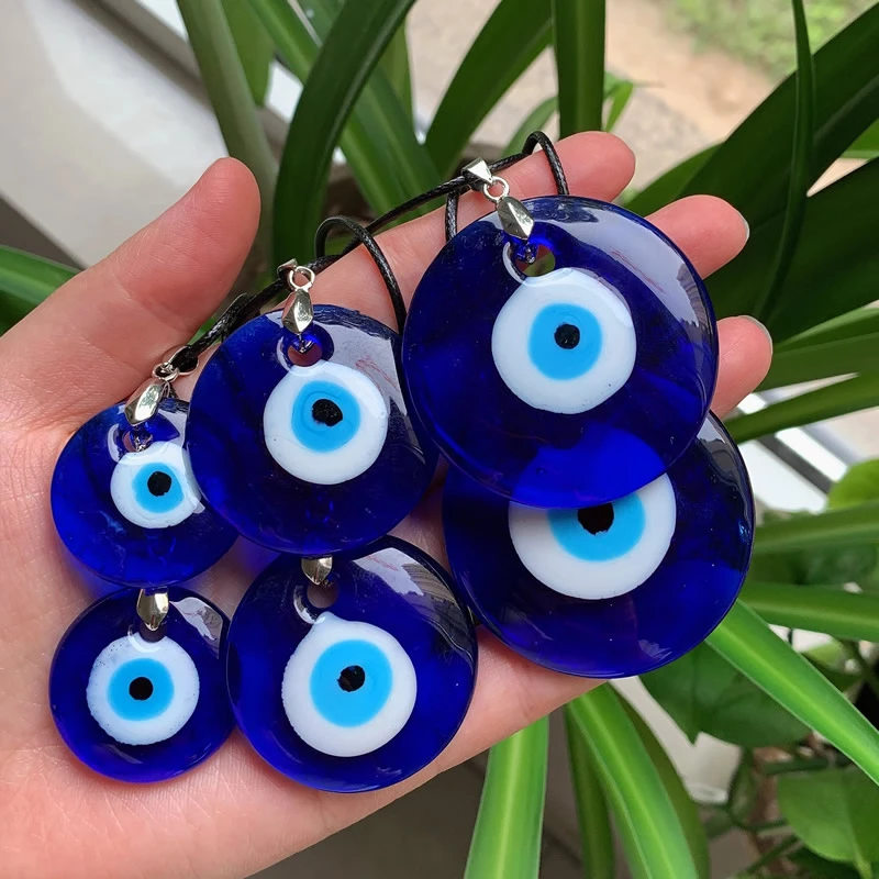 30-50MM Evil Eye Necklace for Women Men Sea Blue Glass Lucky Pendulum Turkey Turkish Evil Eye Pendant Necklace Choker Jewelry