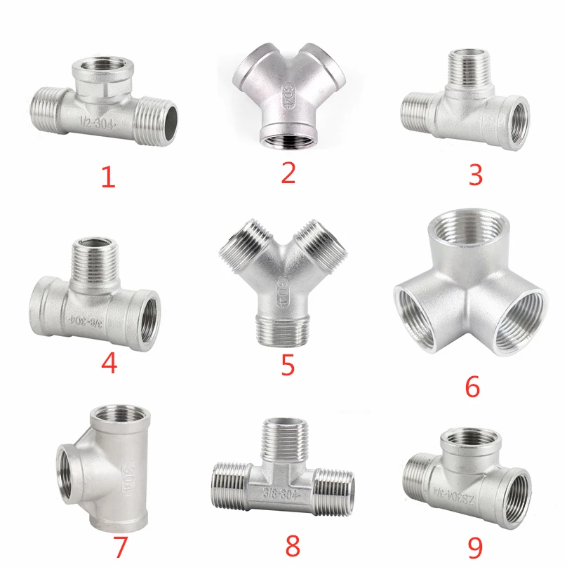 Male+Female+Male Threaded 3 Way Tee T Pipe Fitting 1/4