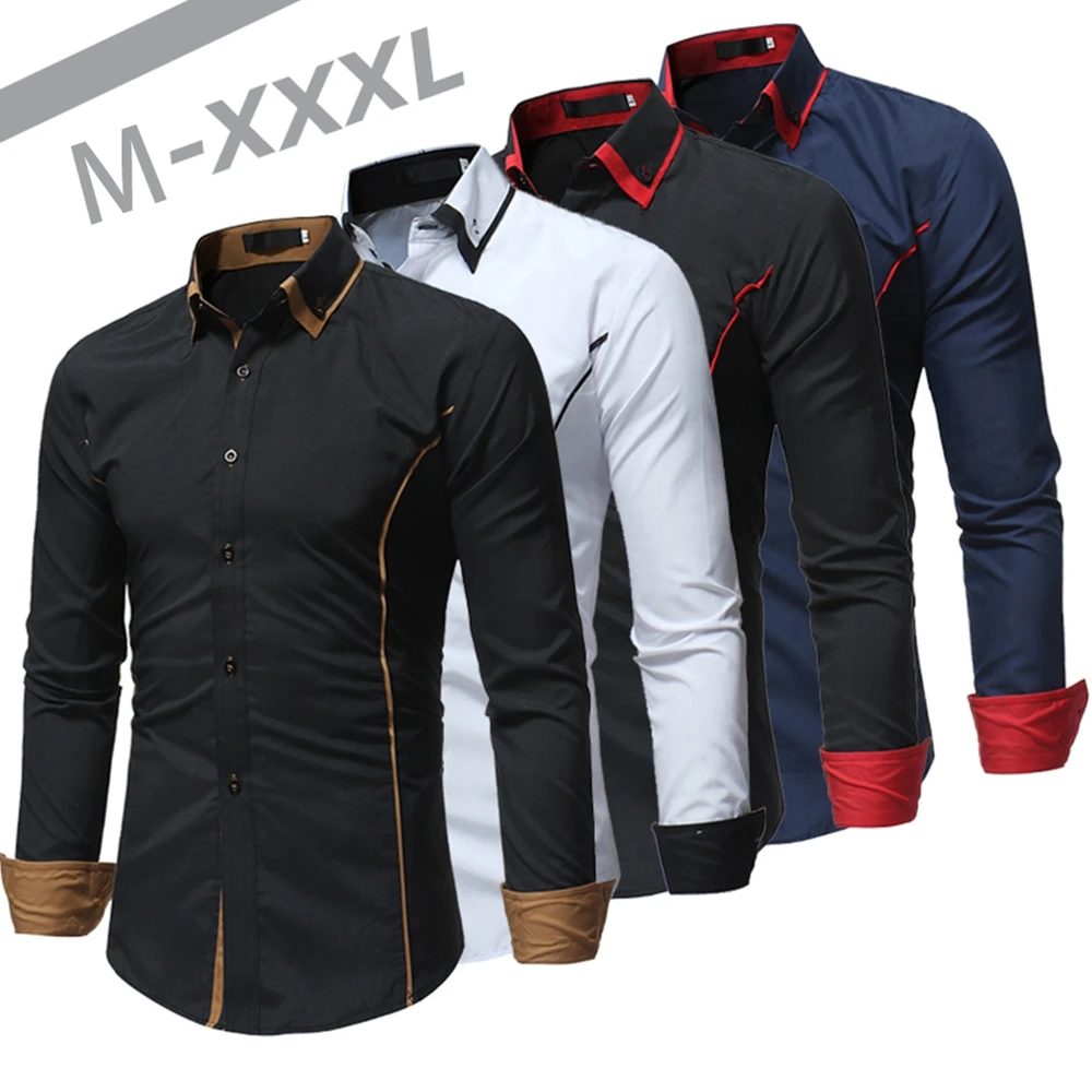 Business Shirts Men's Long-sleeved Business Casual Shirts Slim-fit Formal Shirts