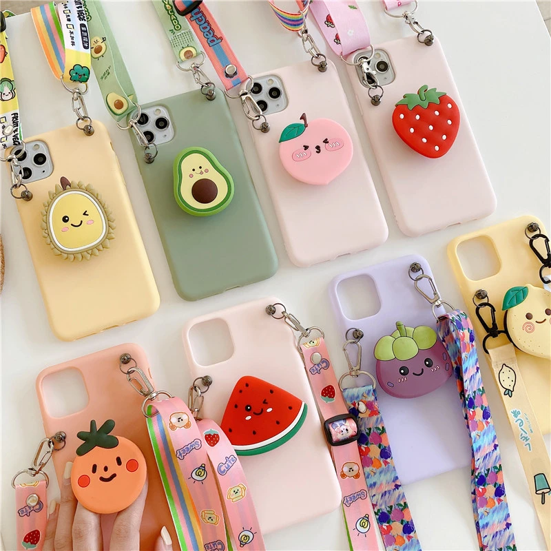 3D avocado Holder Stand Crossbody lanyard Soft phone case for iphone 12 Pro Max 12MiNi 11 Pro Max X XR XS 6S 7 8 plus SE 2020