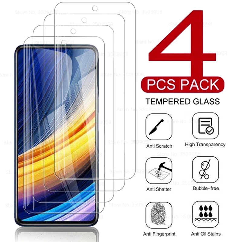 4pcs full cover protective glass for xiaomi poco x3 little poko m3 x 3 pro nfc pocox3 armor safety tremp screen protectors film