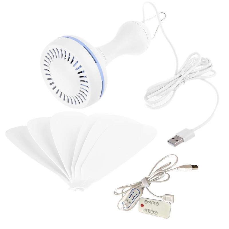 R9UD 6 Leaves 5V USB Ceiling Fan Air Cooler Hanging USB Powered 16.5 inch Tent Fans for Camping Outdoor Dormitory Home Bed