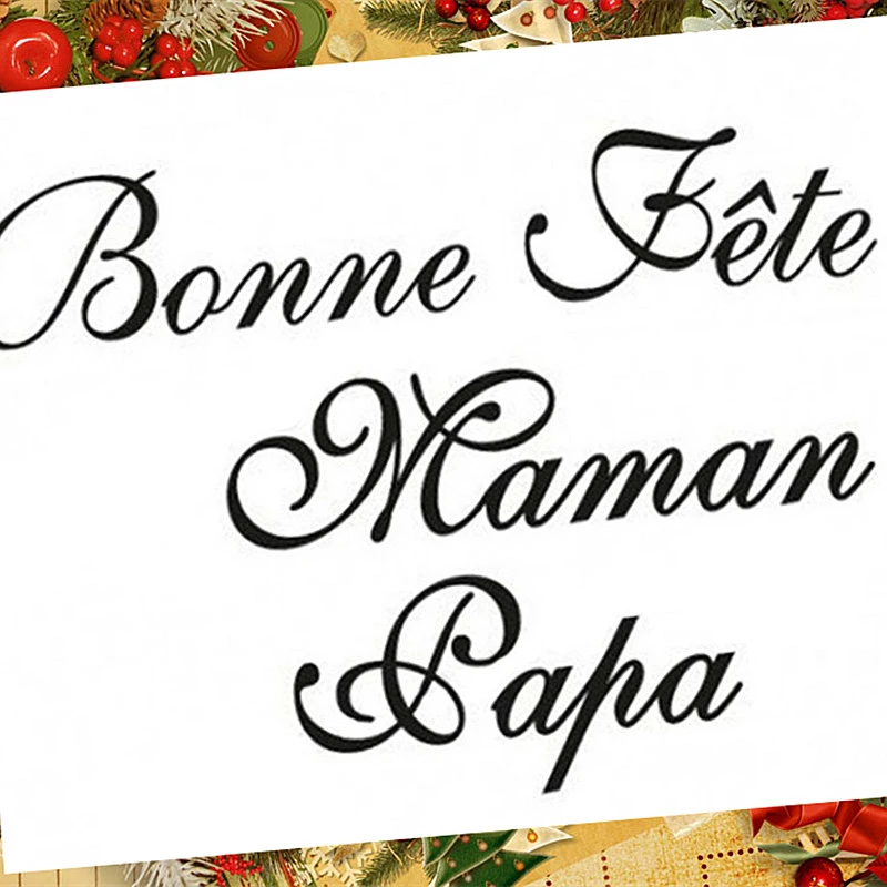 4pc French Word Dies Bonne Fete Maman Papa Metal Cutting Die Cut for DIY Scrapbooking Paper Card Making  Happy Mothers day