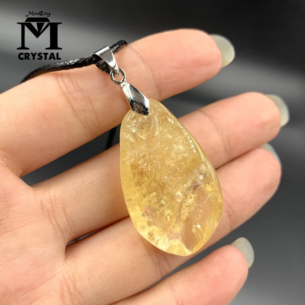 Natural irregular crystal Citrine pendant lemon quartz stone healing gemstone Divination spiritual meditation Jewelry Necklace