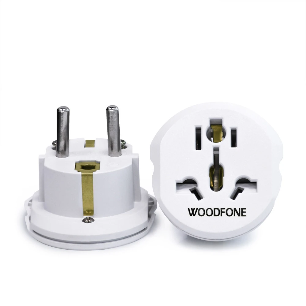 WOODFONE EU Euro Power Plug Adapter Universal US UA UK To European DE Germany Travel Plug 250V 16A Converter Electrical Outlet
